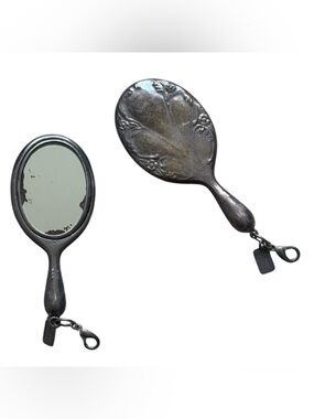 Rare Vintage REO Sterling Miniature Mirror – .925 Silver Victorian Floral Detail
